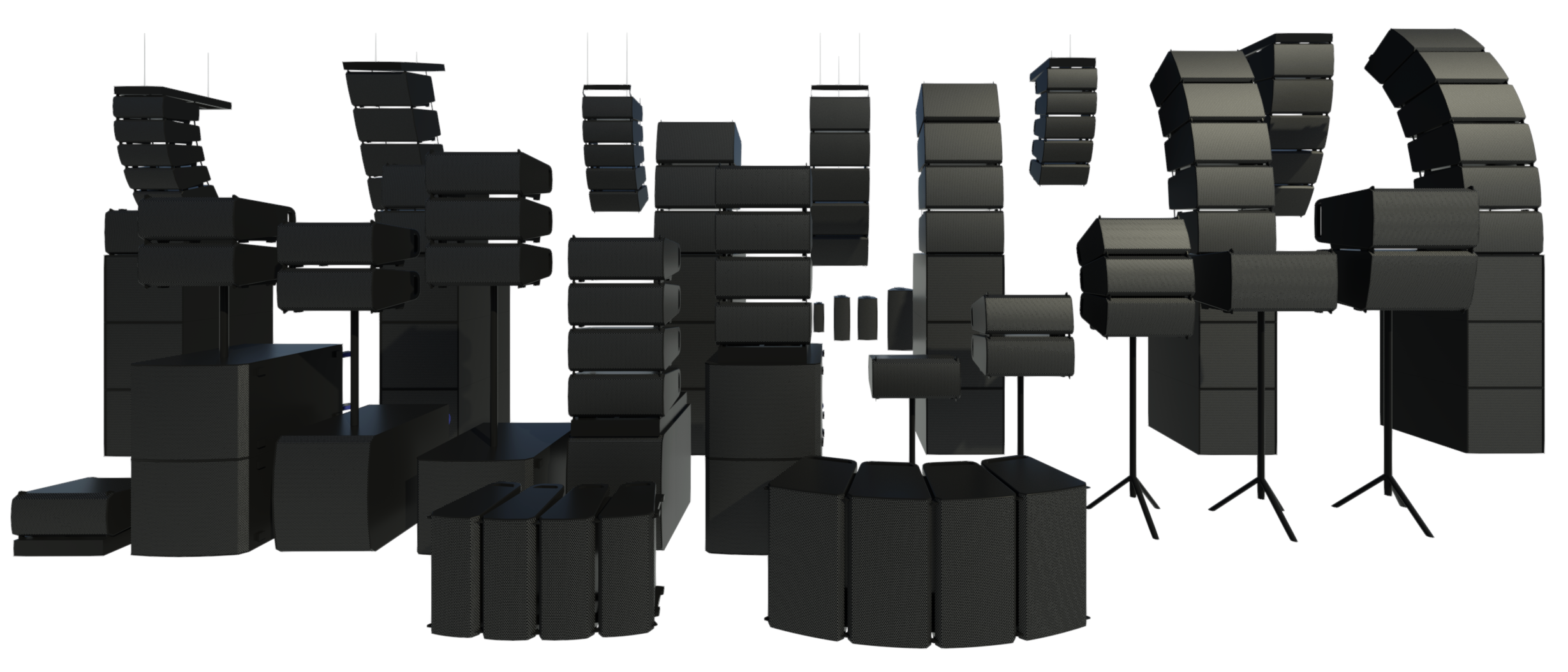 Revit render of the entire Q-SYS Loudspeaker collection